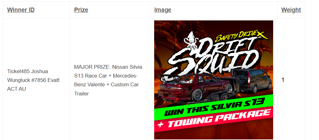 Jake Jones' S13 Comp Spec + TOWING PACKAGE Ticket